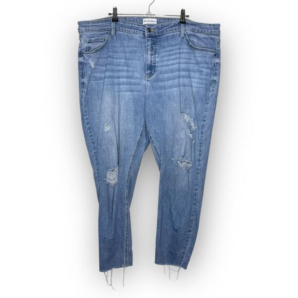 Studio Blue Jeans Distressed Skinny Mid Rise Light Wash Women’s Size 20W Plus - Picture 1 of 9